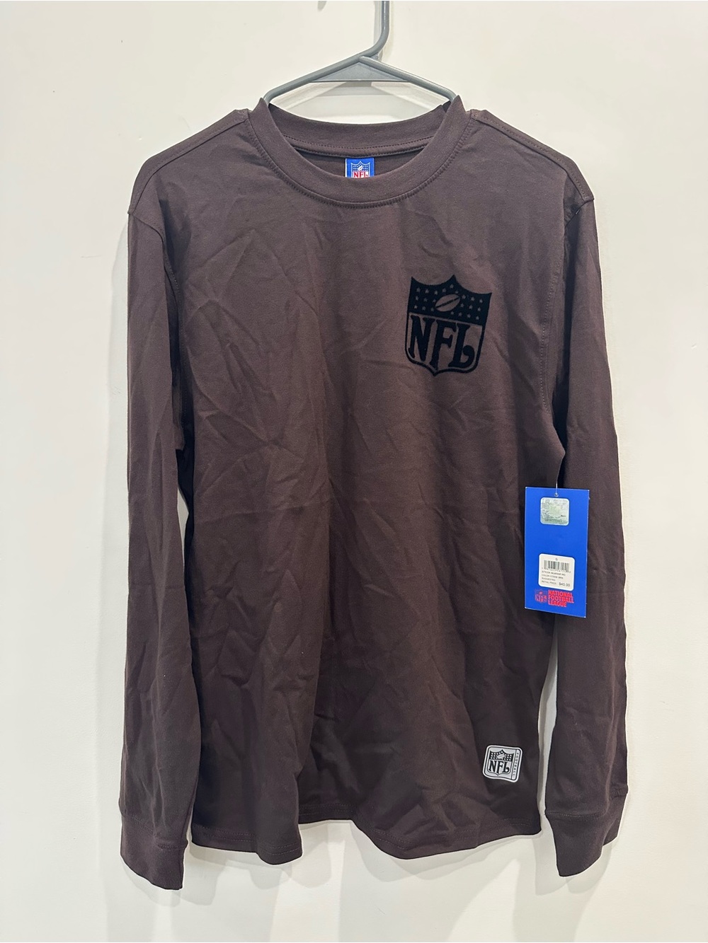 NFL Shield Logo Long Sleeve Shirt Brown Men’s Small NWT